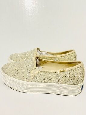 Keds x Kate Spade New York Collaboration Glitter Platform Slip-On Sneakers